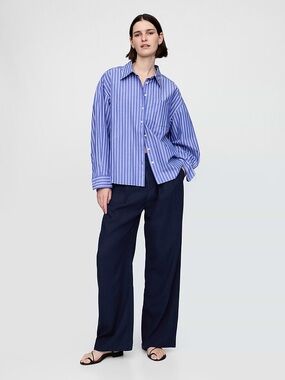 Banana Republic Navy Wide-Leg Pants